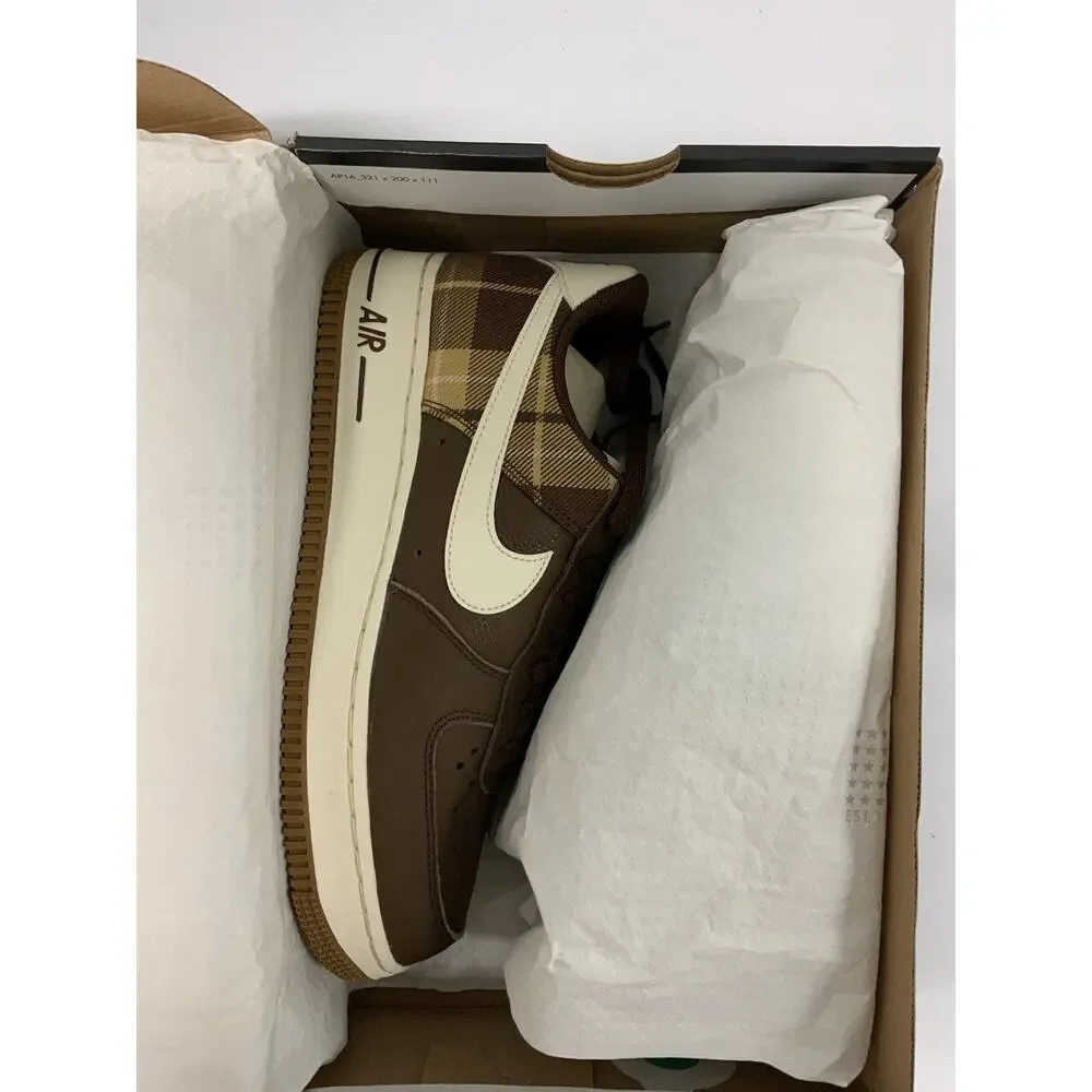 Nike Air Force 1 '07 LX Cacao Plaid DV0791 200 Size 7.5 Brown Tan Low Top Shoes